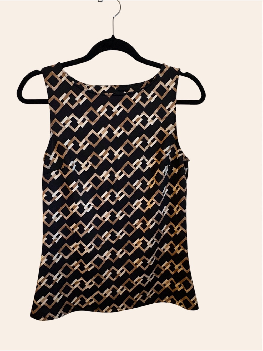 Le Chateau Geometric Interlocking Diamond Sleeveless Fitted Blouse - Size S